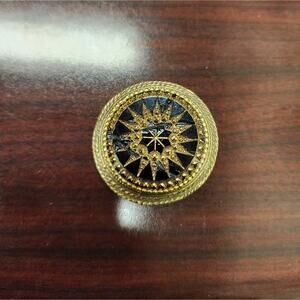Vintage Robert Black Glass and Gold Metal Brooch/Pendant